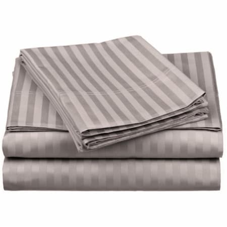 Egyptian Cotton 650 Thread Count Stripe Sheet Set Full-Grey